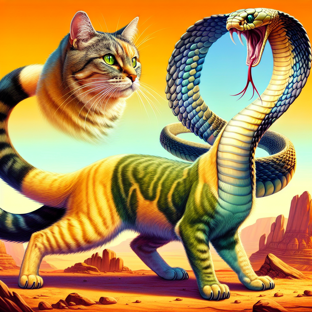 Cobrafeline, an AI-generated hybrid of Cat and Cobra