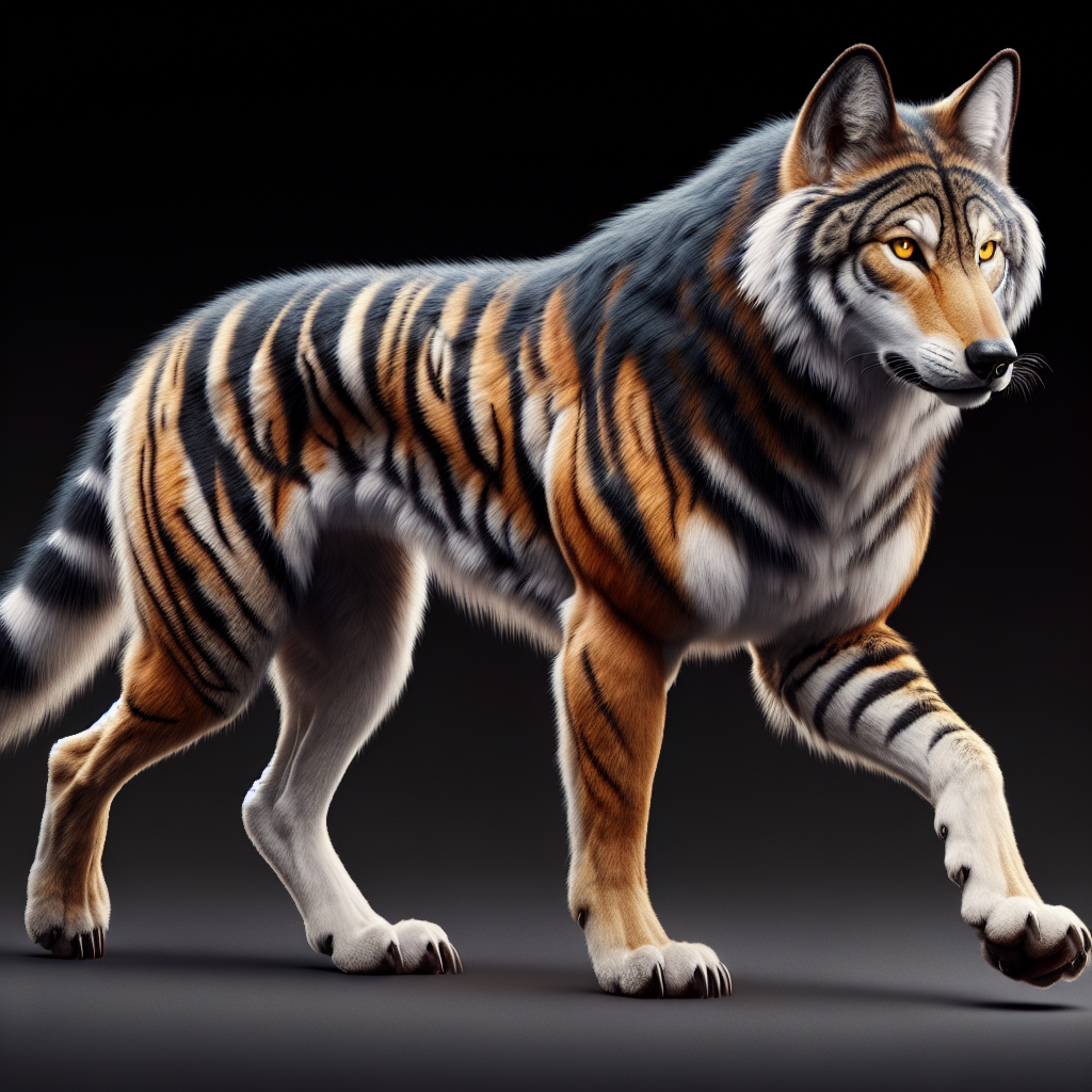 Wolger, an AI-generated hybrid of Wolf and Tiger