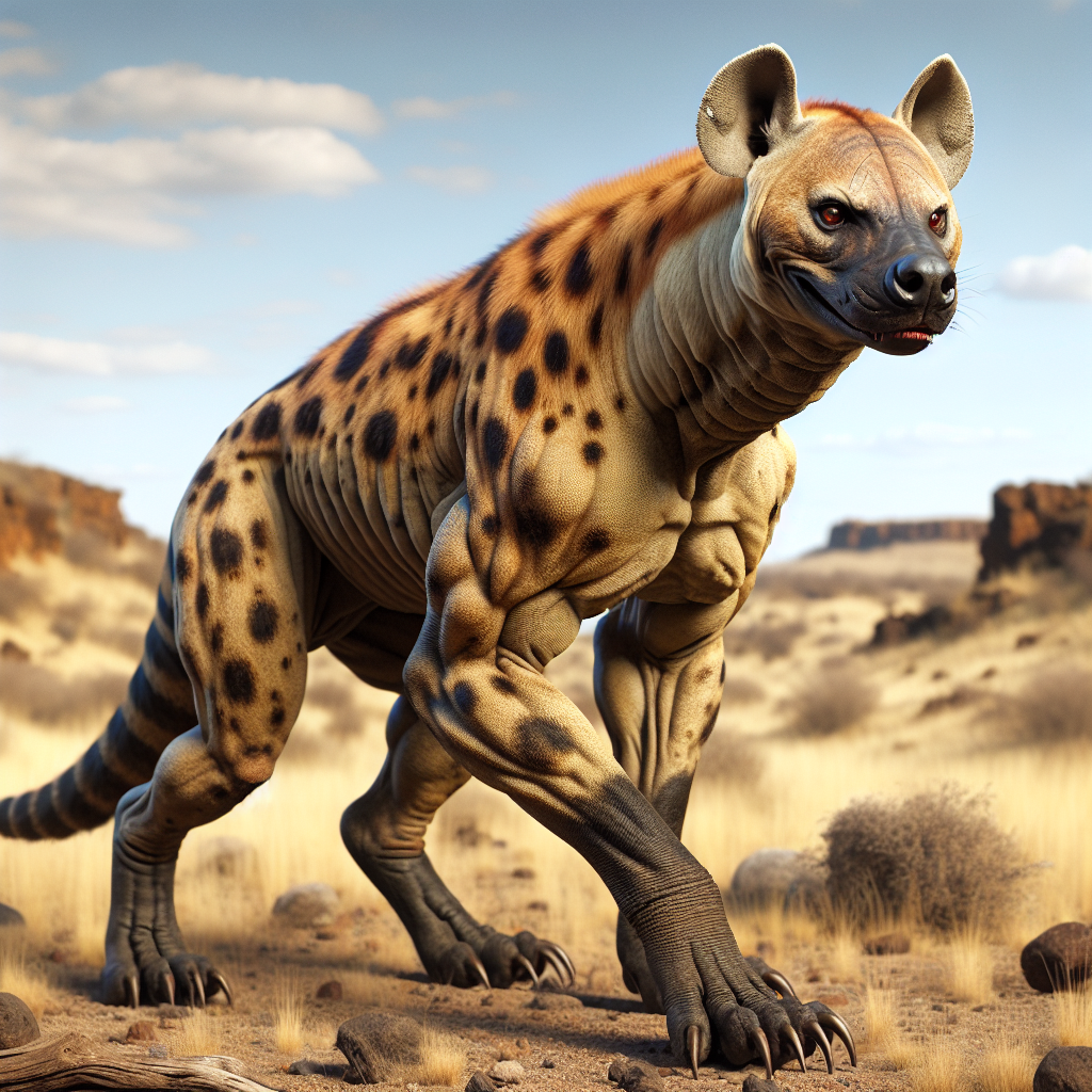 Hykomodo, an AI-generated hybrid of Hyena and Komodo Dragon