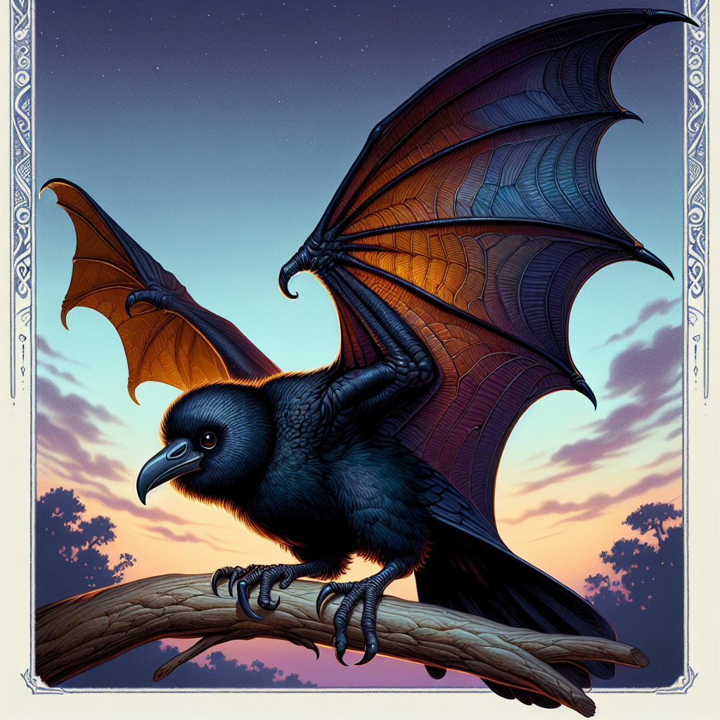 Baw, an AI-generated hybrid of Bat and Crow