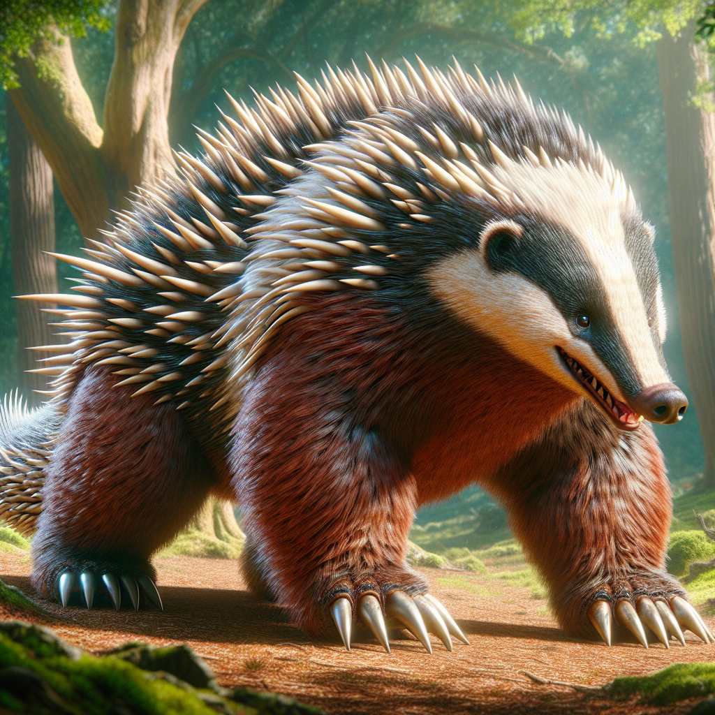 Badgichnid, an AI-generated hybrid of Badger and Echidna