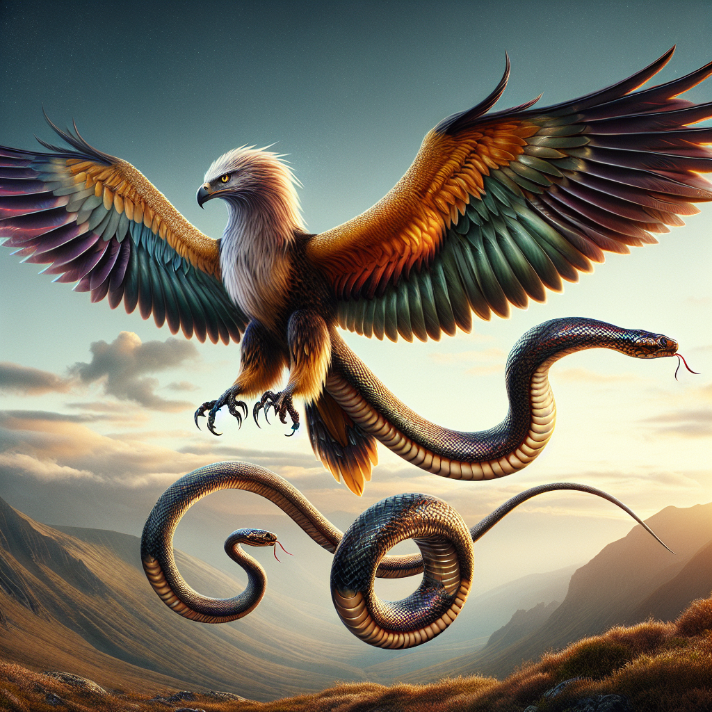 Aquila Naja, an AI-generated hybrid of Bald Eagle and Cobra