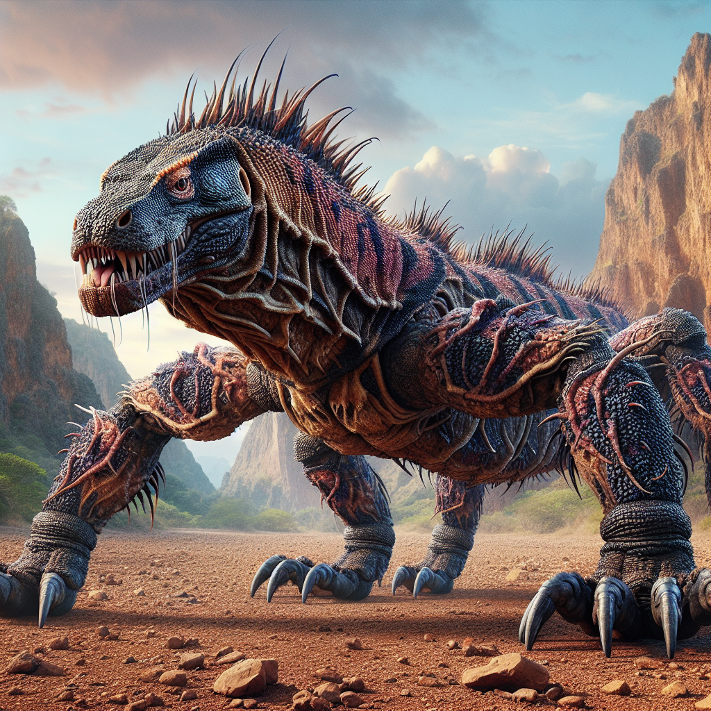 Komospider, an AI-generated hybrid of Komodo Dragon and Spider