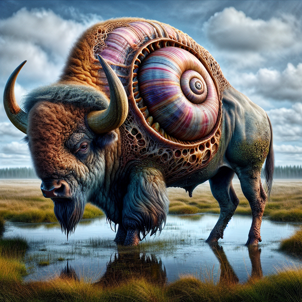 Bisonail, an AI-generated hybrid of Snail and Bison