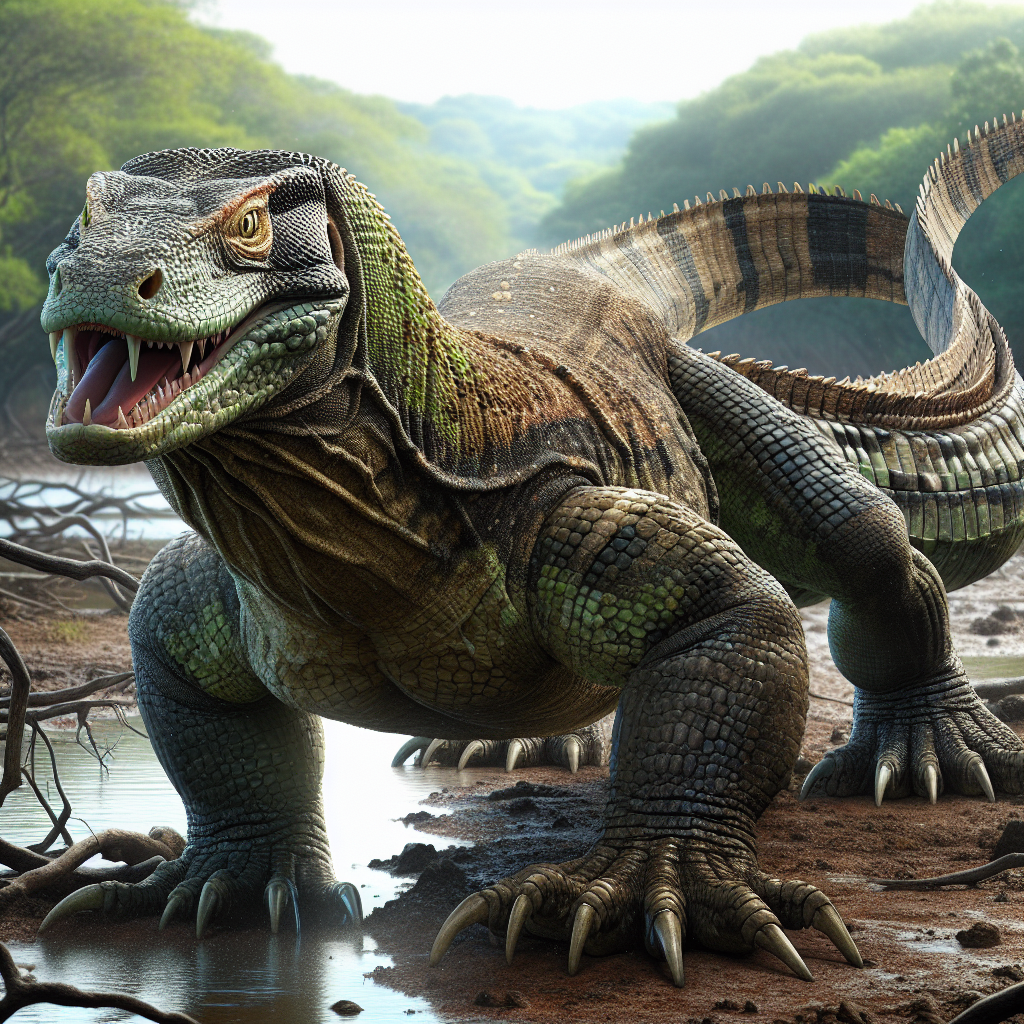 Krocodragon, an AI-generated hybrid of Komodo Dragon and Crocodile