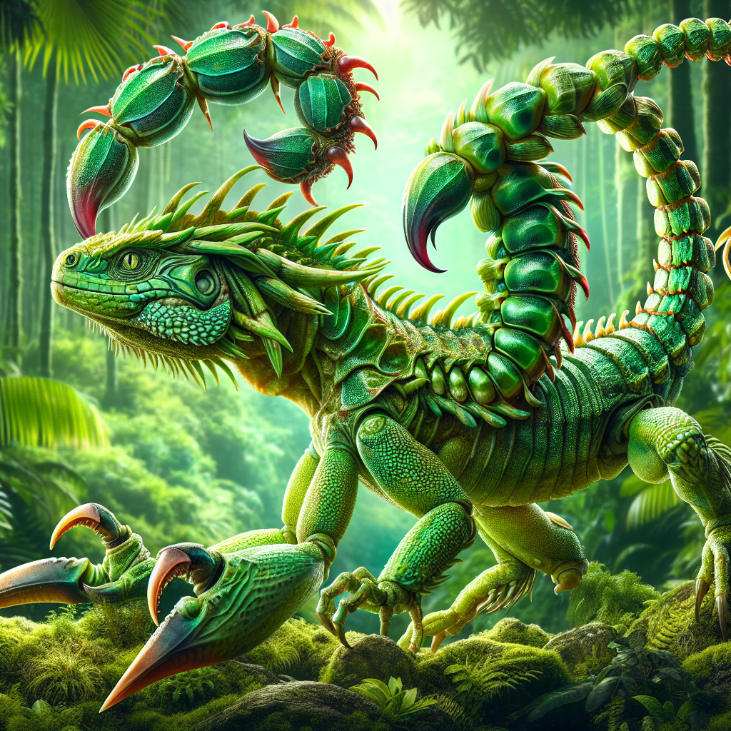 Iguanacorpion, an AI-generated hybrid of Iguana and Scorpion