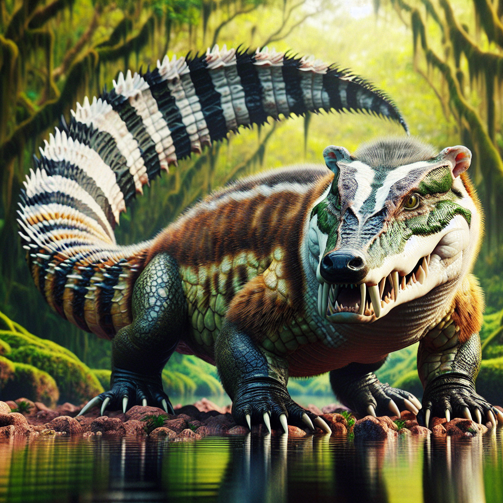 Allibadger, an AI-generated hybrid of Alligator and Badger