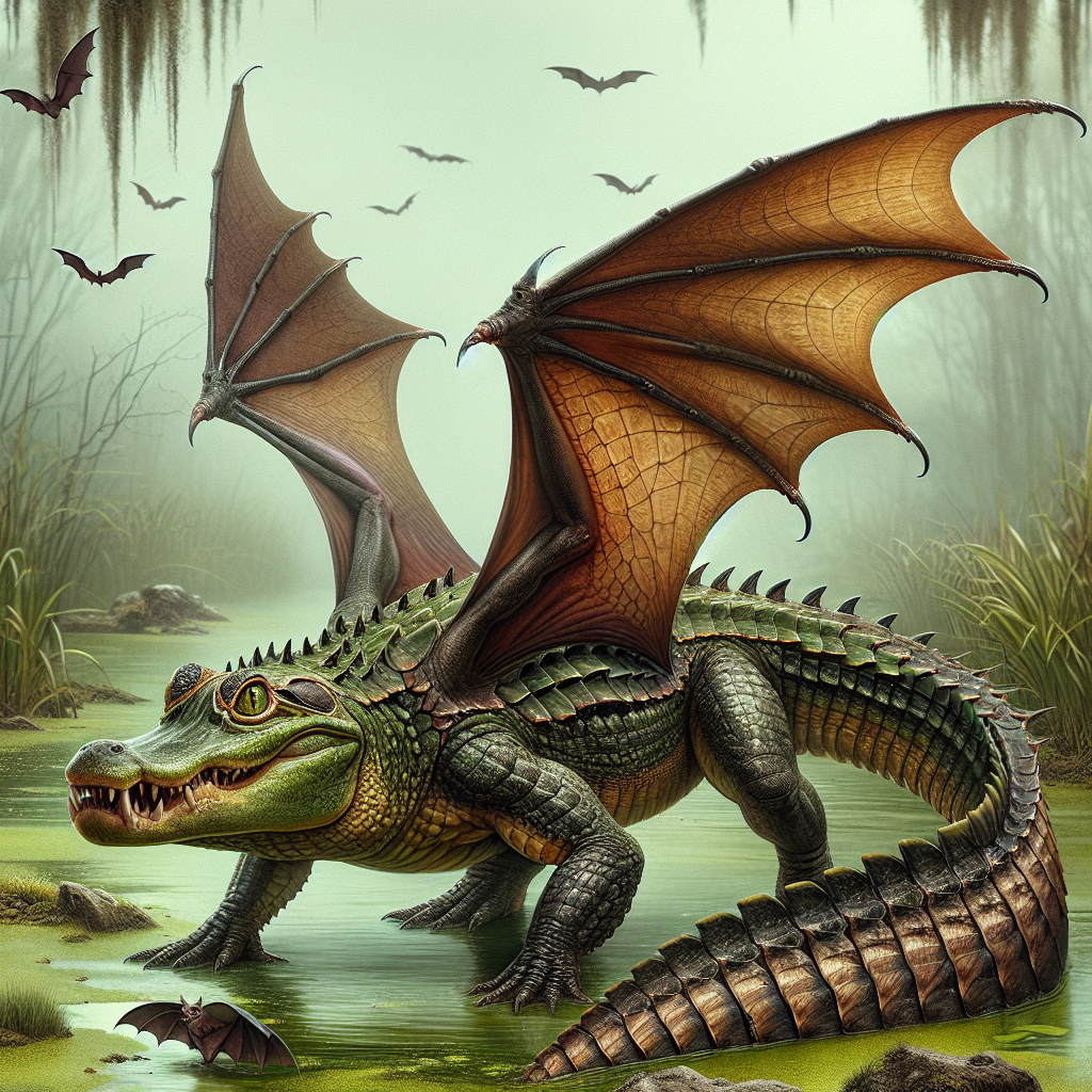 Allibat, an AI-generated hybrid of Alligator and Bat