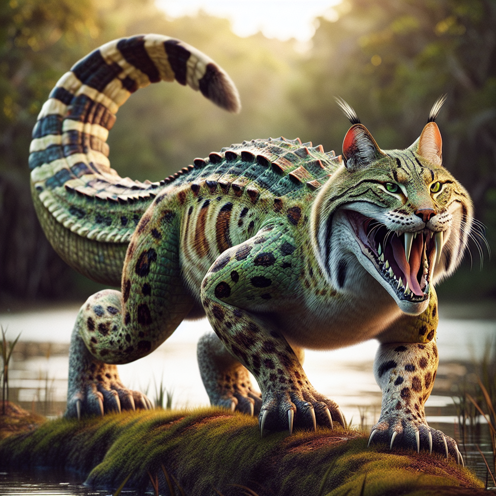 AlliCat, an AI-generated hybrid of Alligator and Bobcat