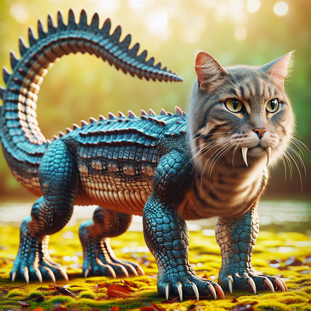 Cattigator, an AI-generated hybrid of Alligator and Cat
