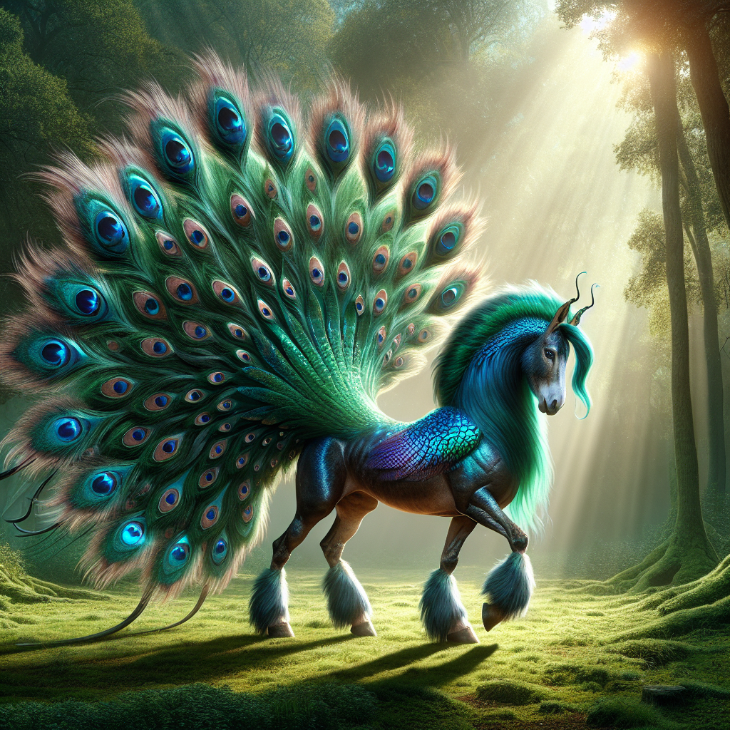Peacony, an AI-generated hybrid of Donkey and Peacock