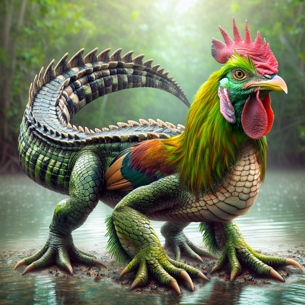 Allichick, an AI-generated hybrid of Alligator and Chicken