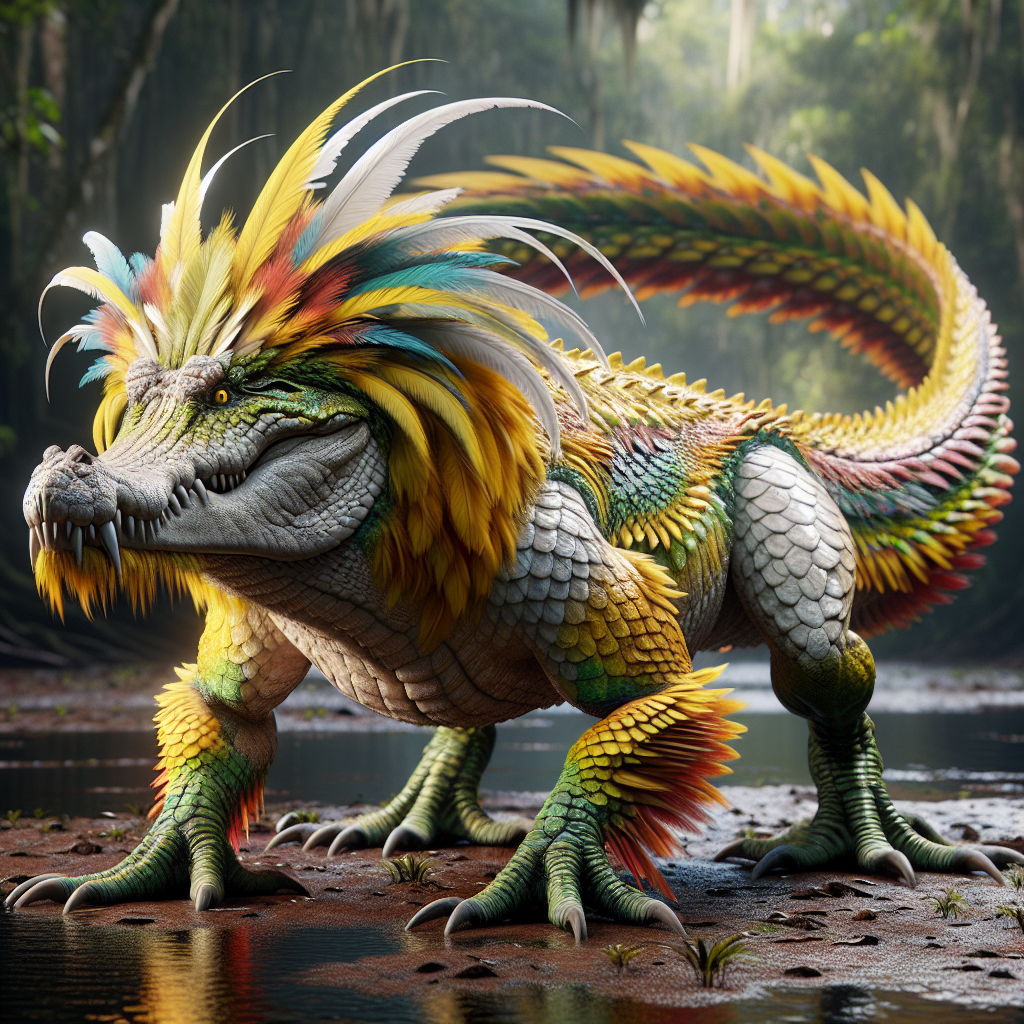 Crocockatoo, an AI-generated hybrid of Alligator and Cockatoo