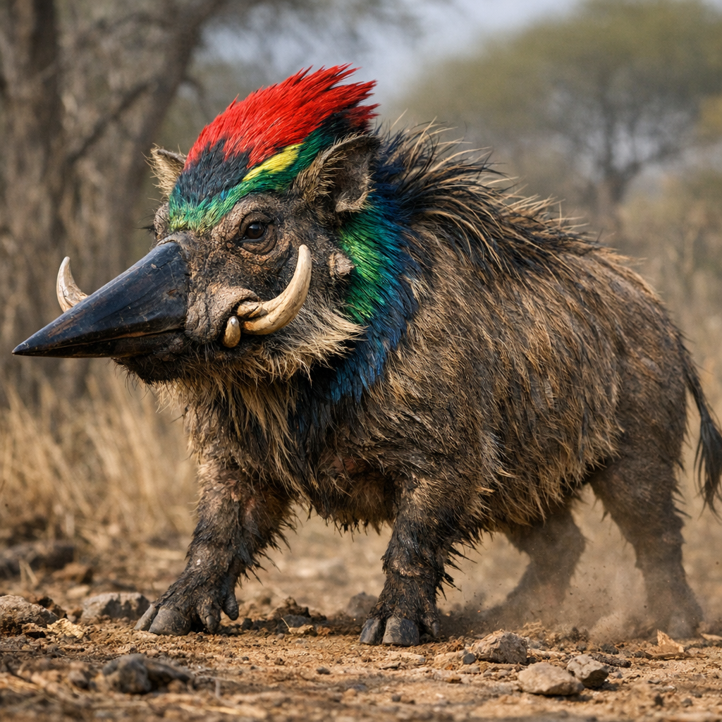 Woodhog, an AI-generated hybrid of Woodpecker and Warthog