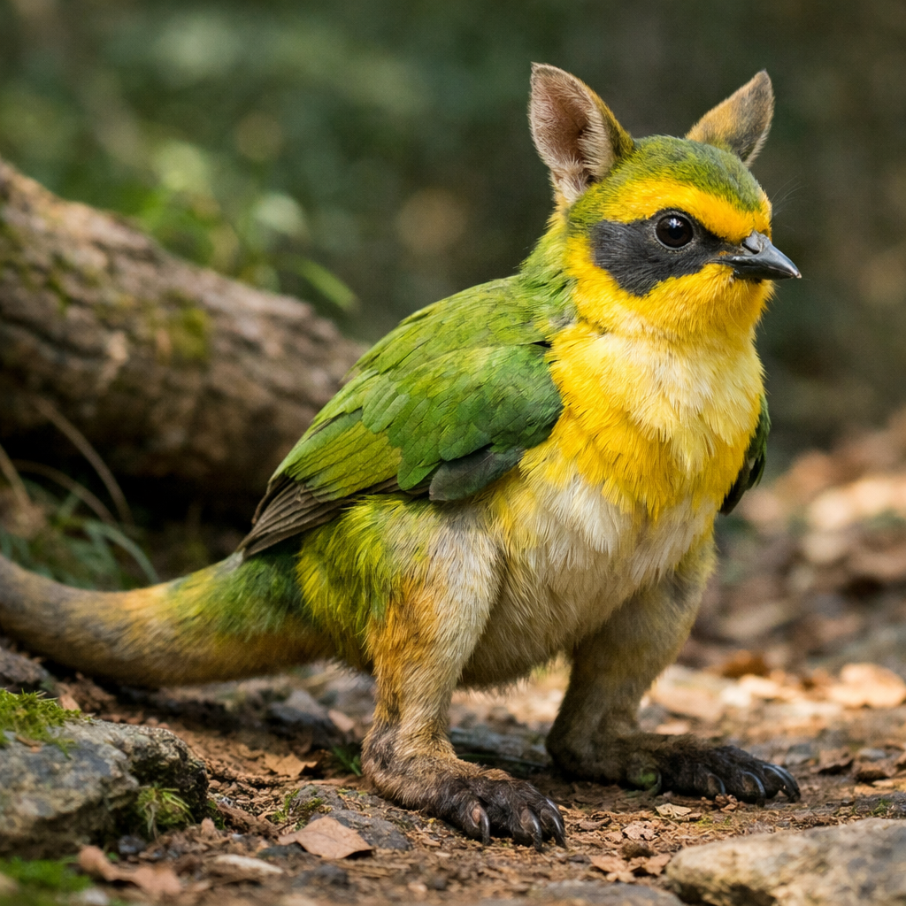 Finchaby, an AI-generated hybrid of Finch and Wallaby