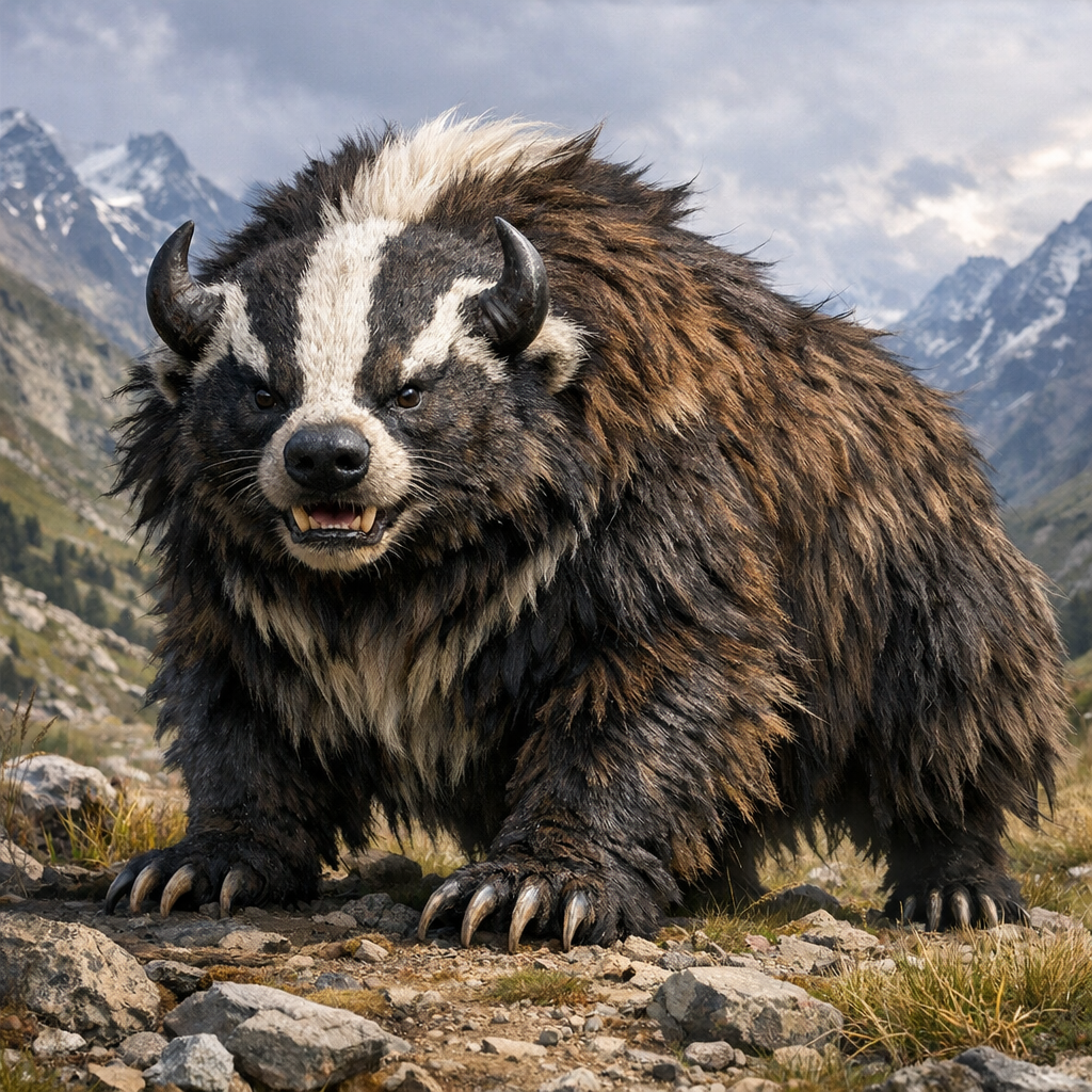 BadgYak, an AI-generated hybrid of Badger and Yak