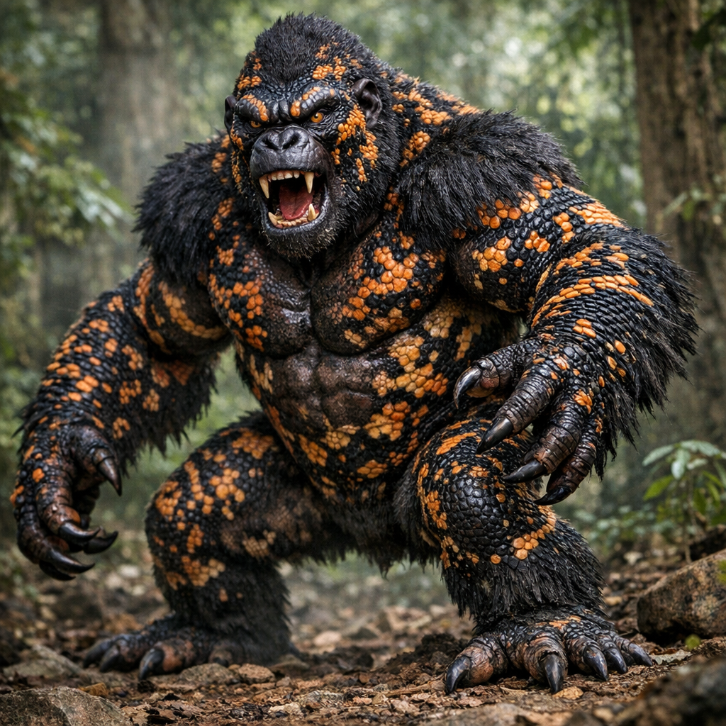 Gorillamonster, an AI-generated hybrid of Gila monster and Gorilla