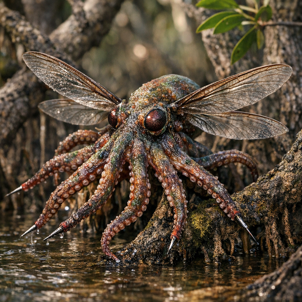 Octosquito, an AI-generated hybrid of Octopus and mosquito