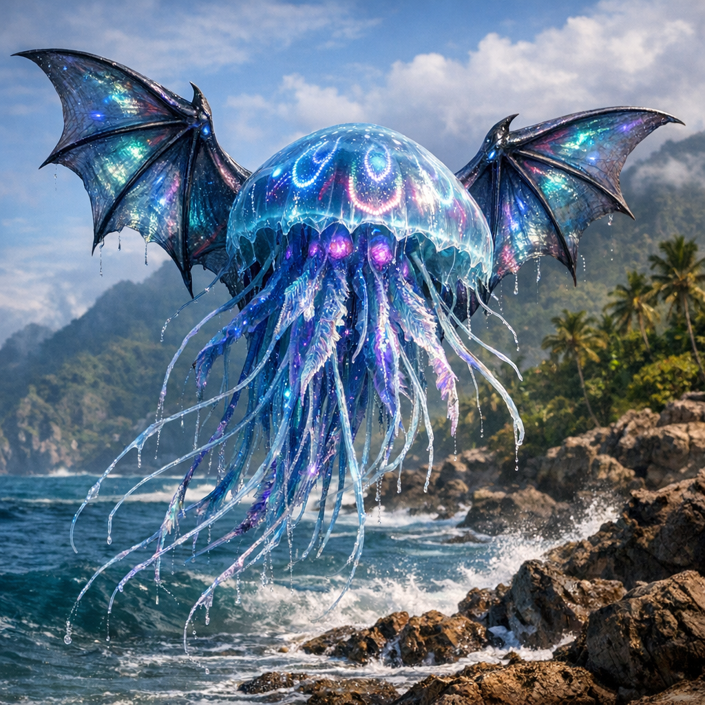 Jellybat, an AI-generated hybrid of Jellyfish and Bat