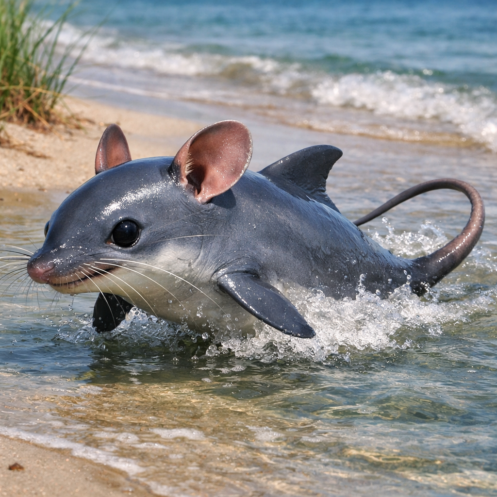 Mousphin, an AI-generated hybrid of Mouse and Dolphin