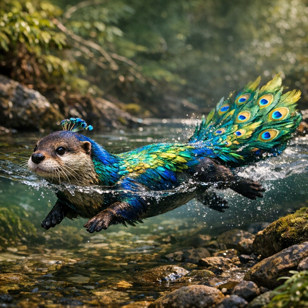 Peacotter, an AI-generated hybrid of Peacock and Otter