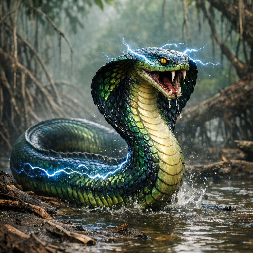 Cobraeel, an AI-generated hybrid of Cobra and Eel
