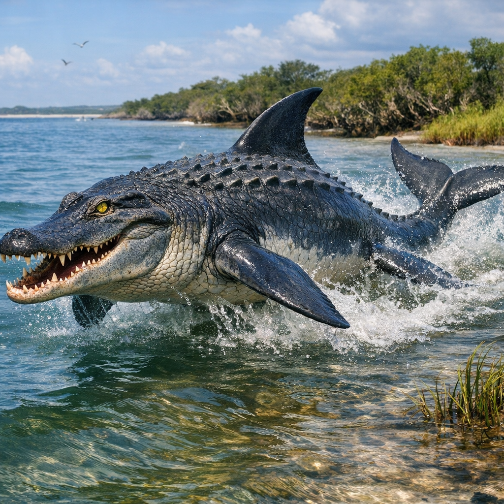 Dolligator, an AI-generated hybrid of Alligator and Dolphin