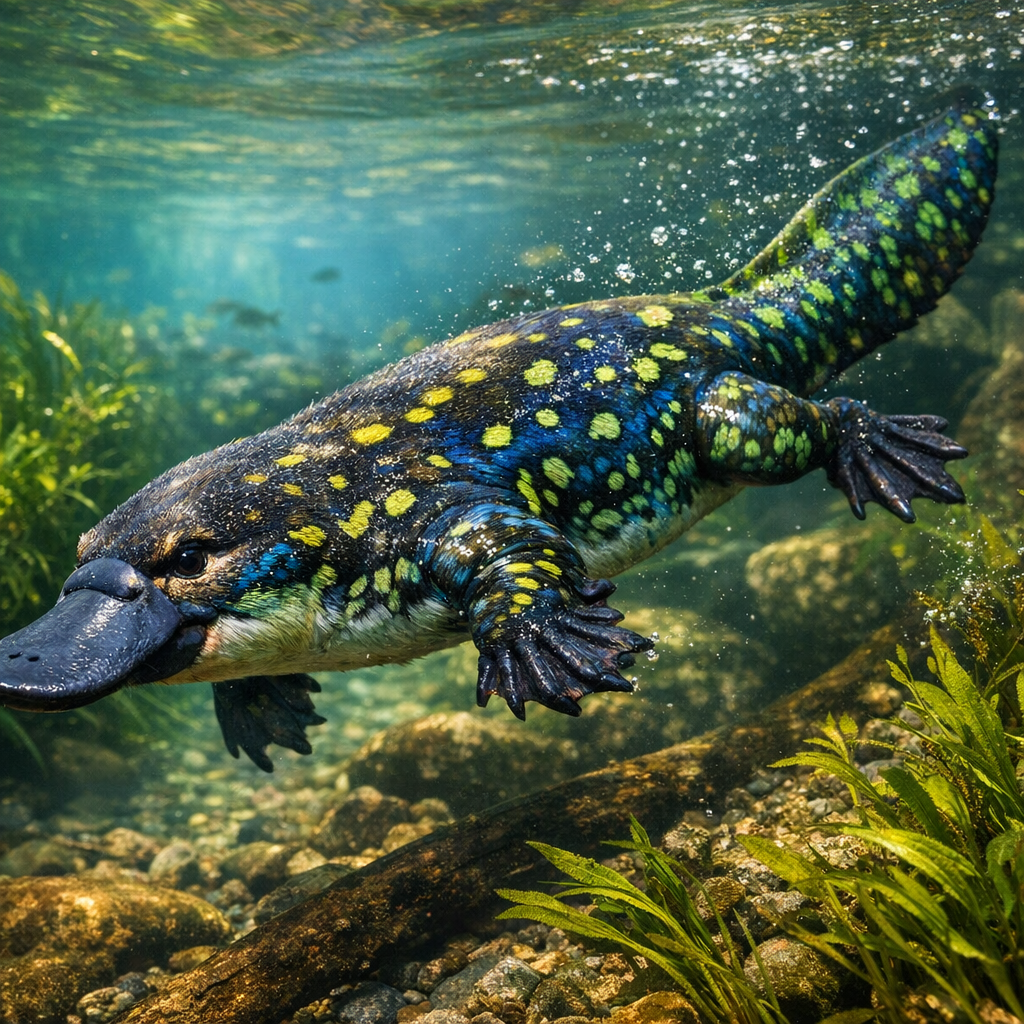Platalander, an AI-generated hybrid of Platypus and Salamander