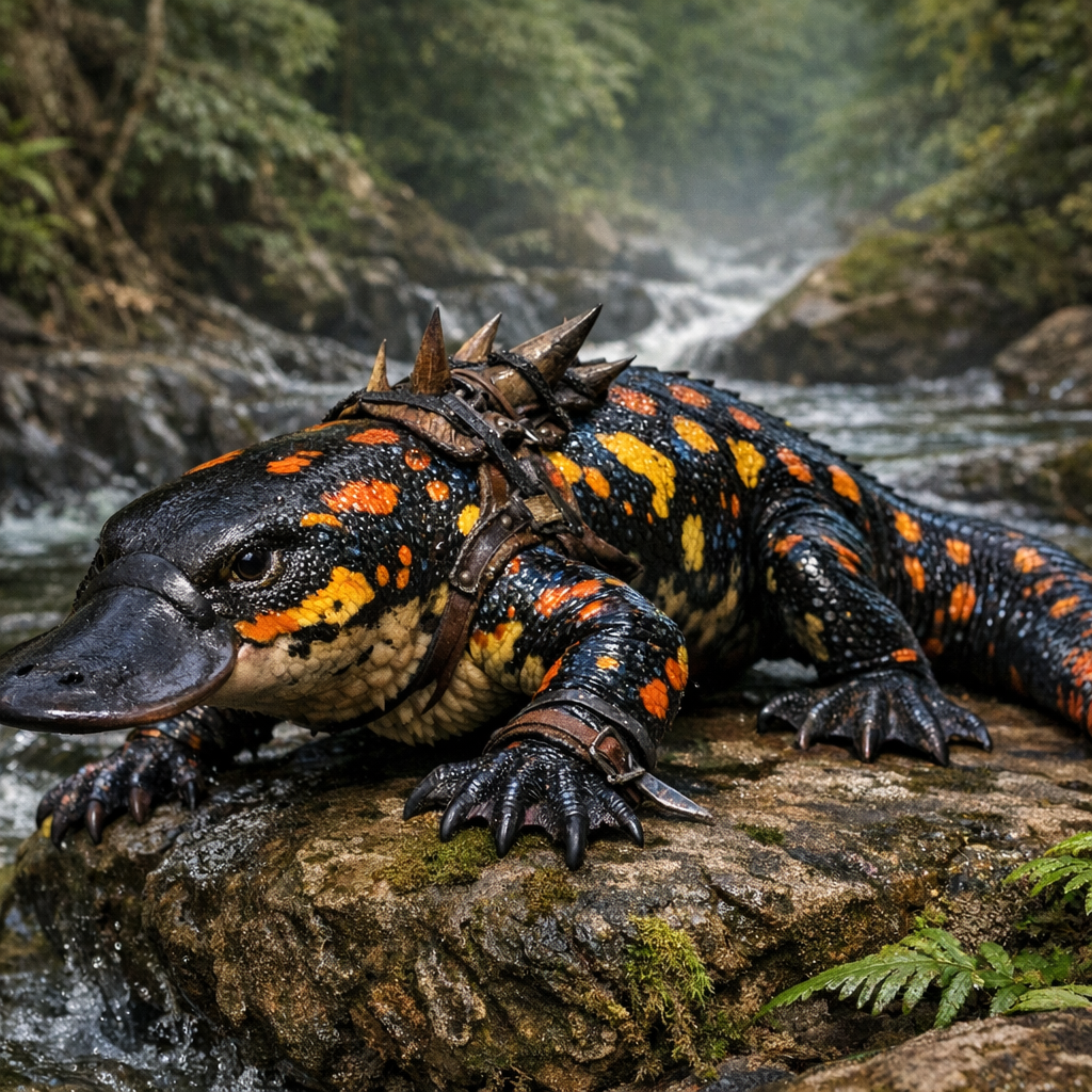 Platysalamander, an AI-generated hybrid of Platypus and Salamander