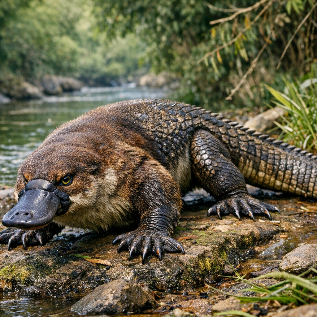 Platygon, an AI-generated hybrid of Platypus and Komodo Dragon