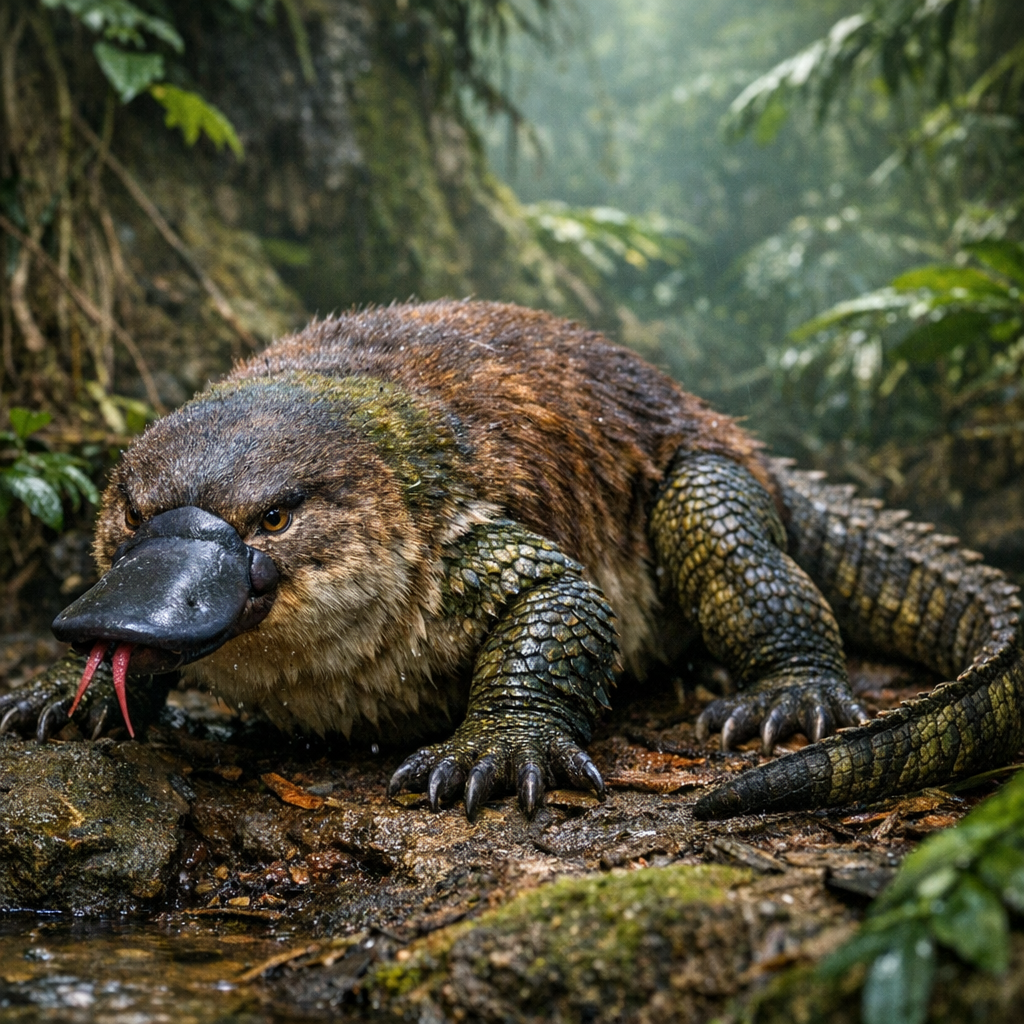 Platygon, an AI-generated hybrid of Platypus and Komodo Dragon