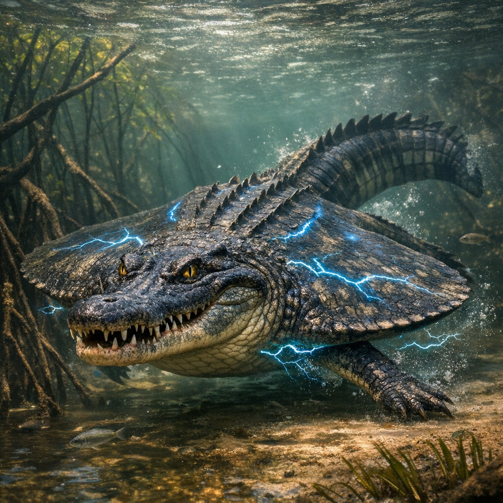 ElectroGator, an AI-generated hybrid of Electric Ray and Alligator