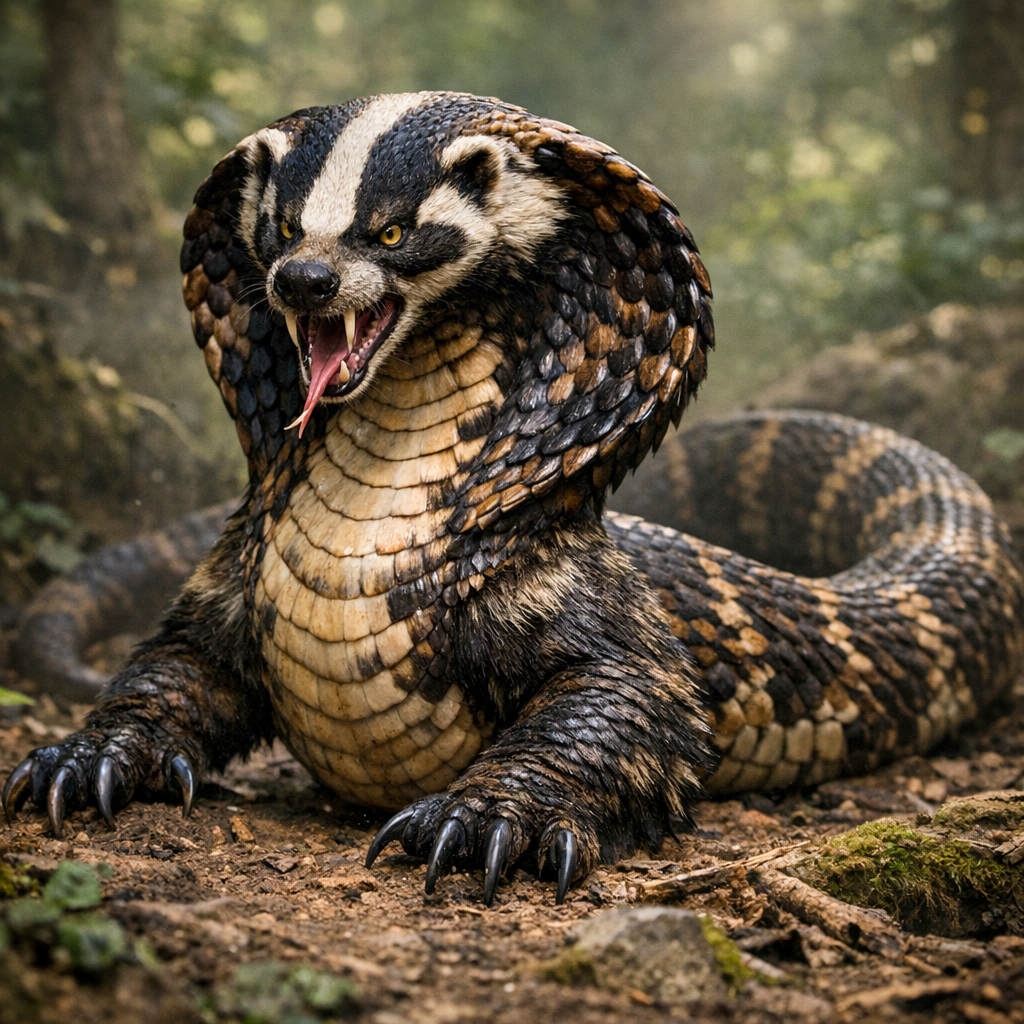 Cobrajdger, an AI-generated hybrid of Badger and Cobra