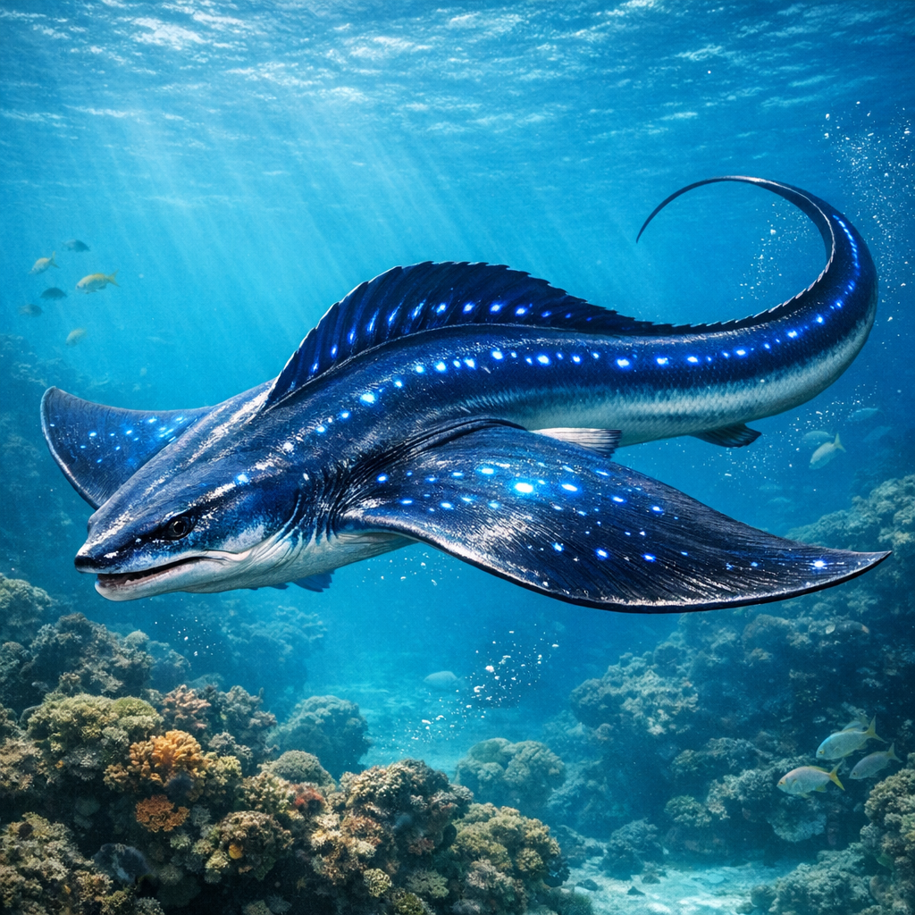 Eelray, an AI-generated hybrid of Eel and Sting Ray