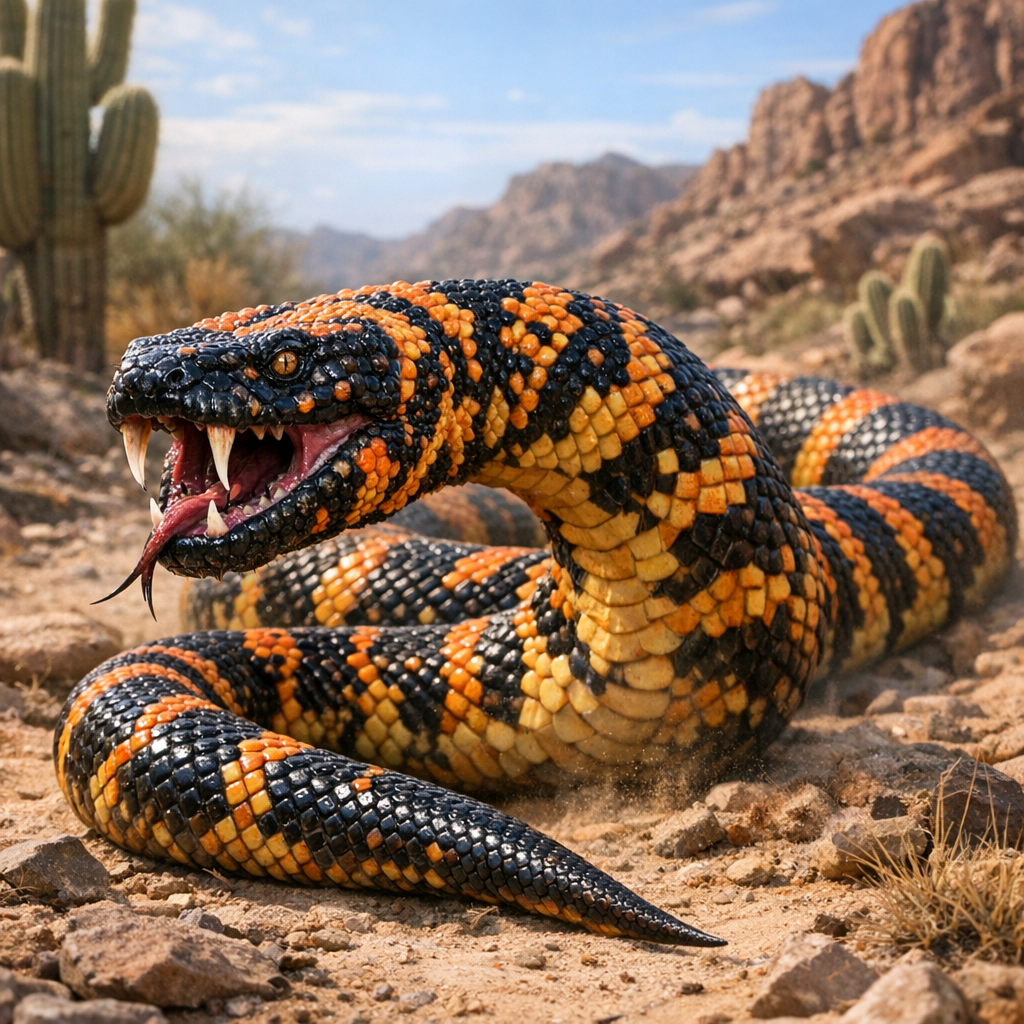 Gilasnake, an AI-generated hybrid of Gila monster and Snake
