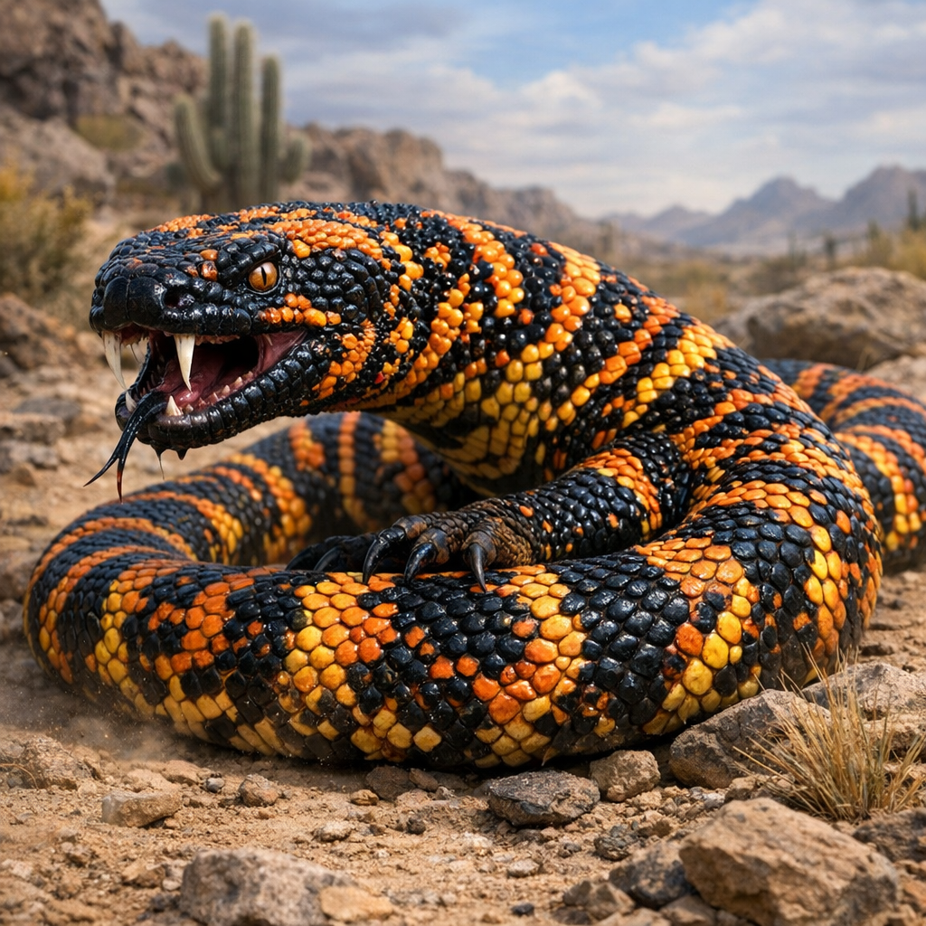 Gilasnake, an AI-generated hybrid of Gila monster and Snake