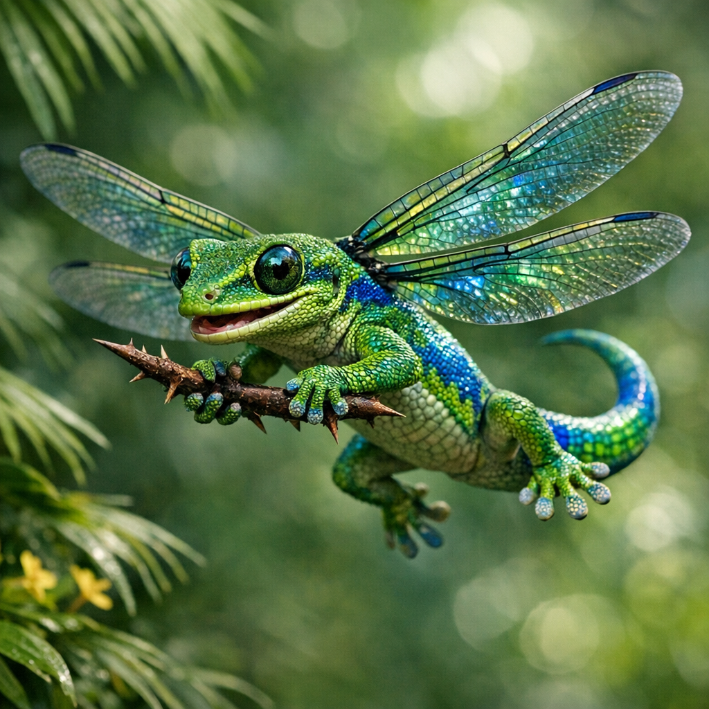 Geckofly, an AI-generated hybrid of Gecko and Dragonfly