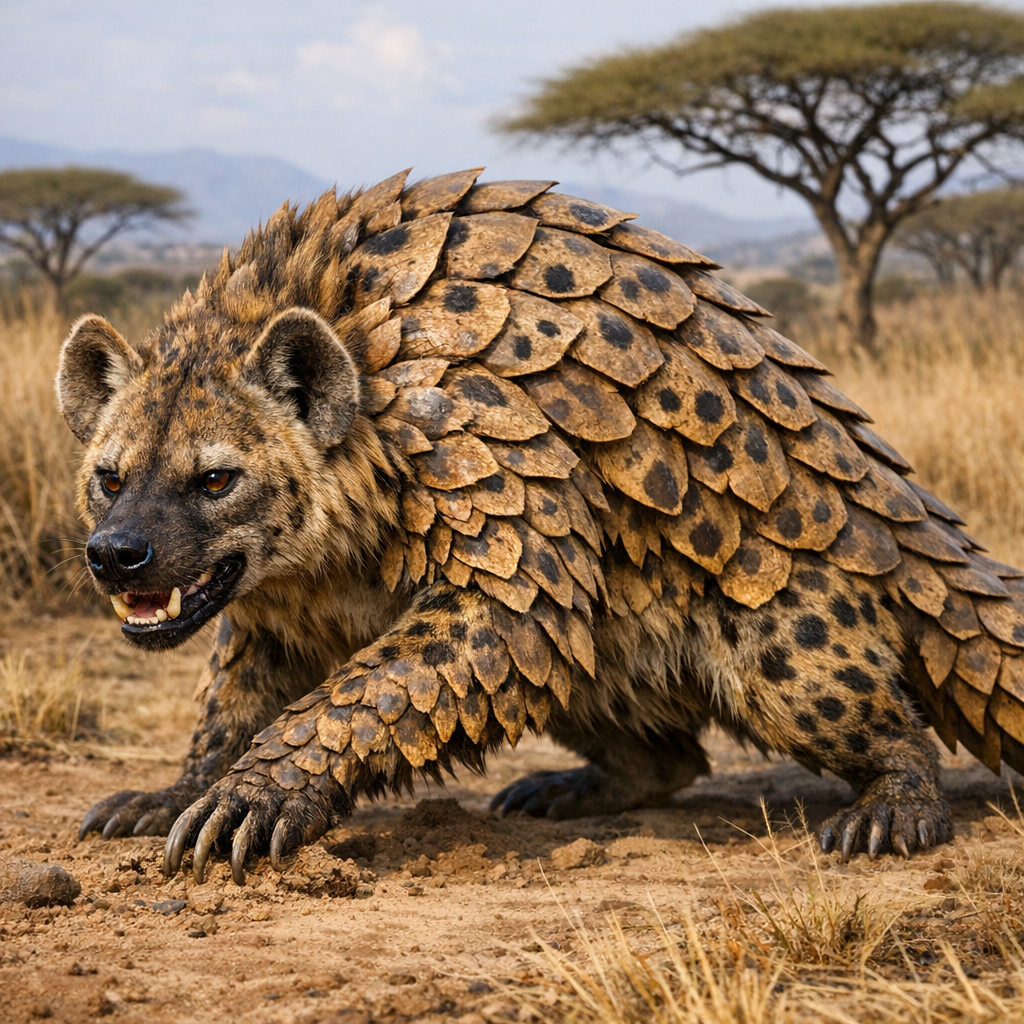 Hyngolin, an AI-generated hybrid of Hyena and Pangolin