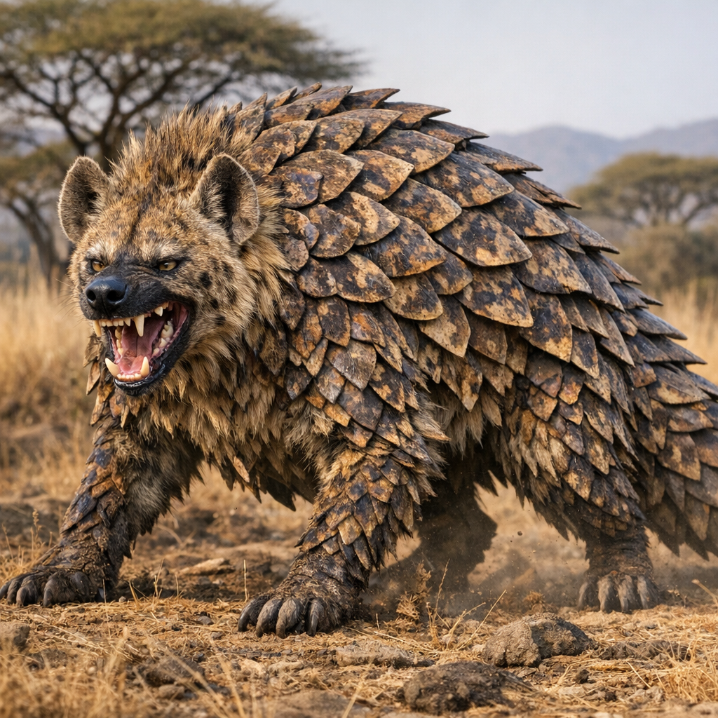 Hyanolin, an AI-generated hybrid of Hyena and Pangolin