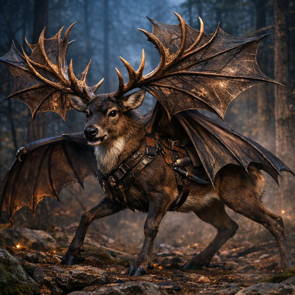 Batdeer, an AI-generated hybrid of Bat and Reindeer