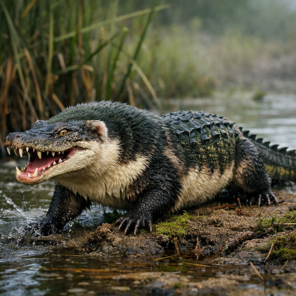 AlliFerret, an AI-generated hybrid of Alligator and Ferret