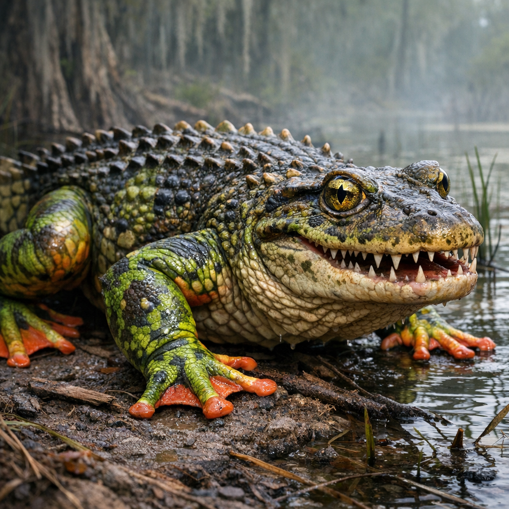 Frogalligator, an AI-generated hybrid of Frog and Alligator