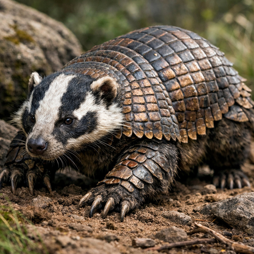 Badarmadillo, an AI-generated hybrid of Badger and Armadillo