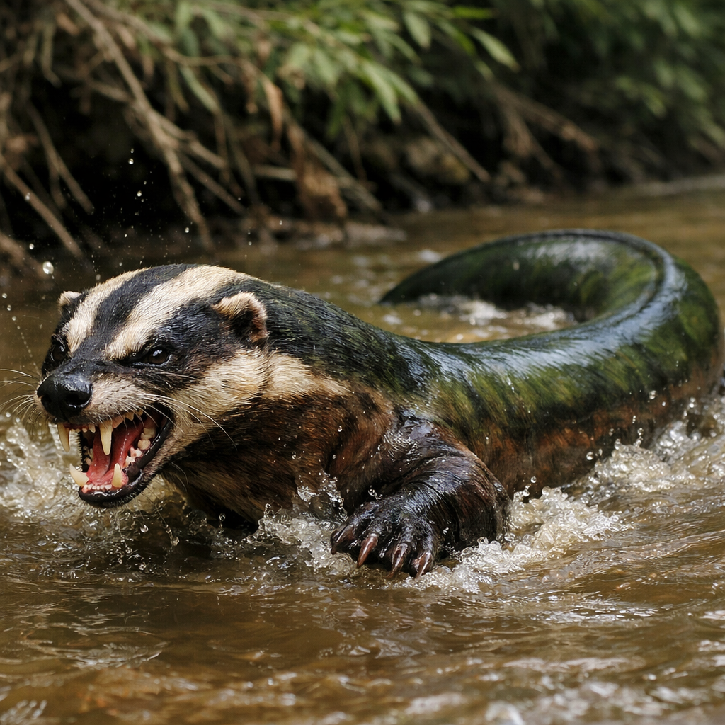 Eelbadger, an AI-generated hybrid of Eel and Badger