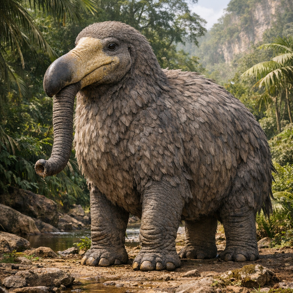 Dolephant, an AI-generated hybrid of Dodo and Elephant