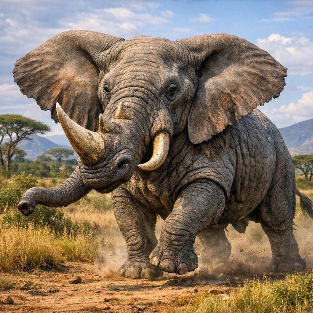 Rhinophant, an AI-generated hybrid of Rhinoceros and Elephant