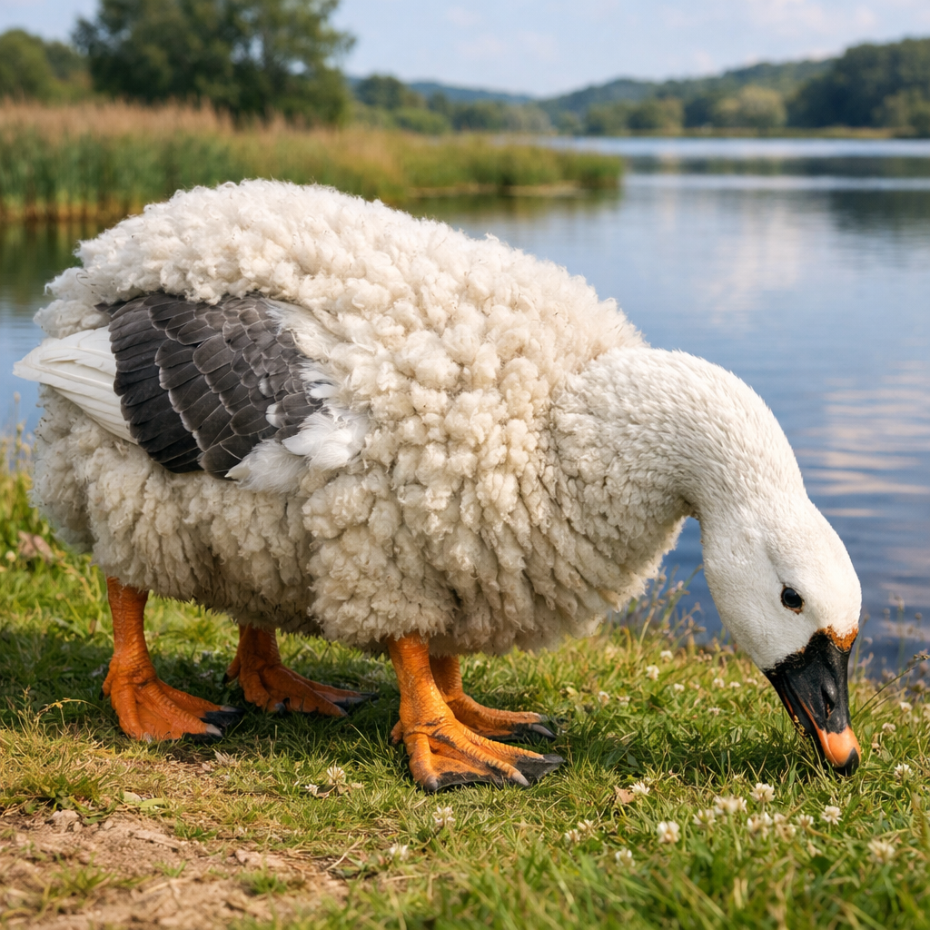 Goosheep, an AI-generated hybrid of Goose and Sheep