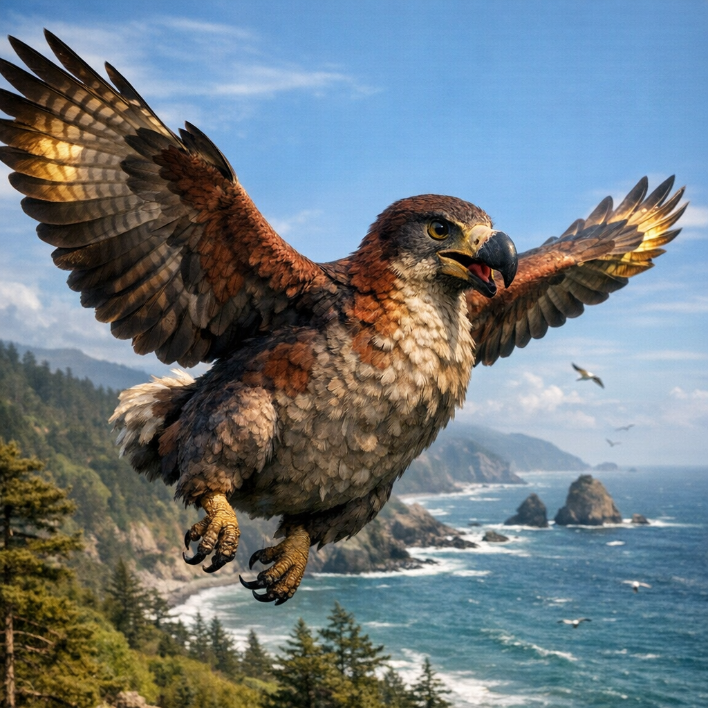 FalcoDodo, an AI-generated hybrid of falcon and Dodo