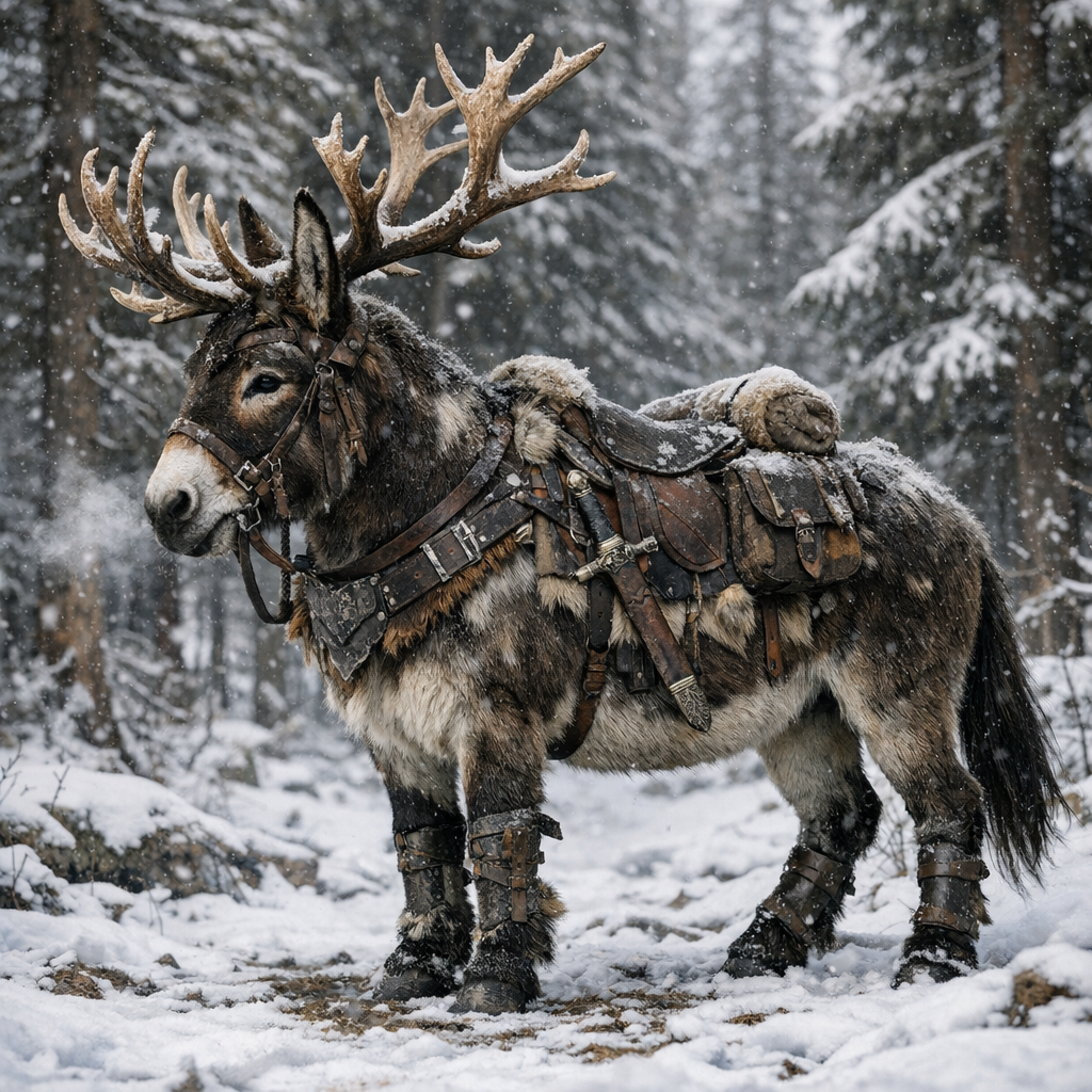 Donkeindeer, an AI-generated hybrid of Donkey and Reindeer