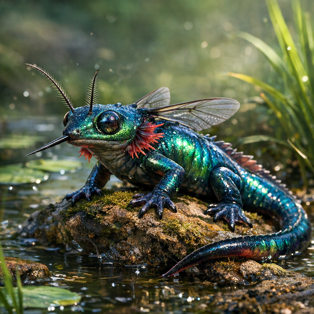 Mosalamander, an AI-generated hybrid of mosquito and Salamander